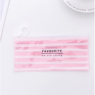 Tempat Pensil Transparan Zip Karakter Kosmetik Tempat Alat Tulis Zip 167-Kode D