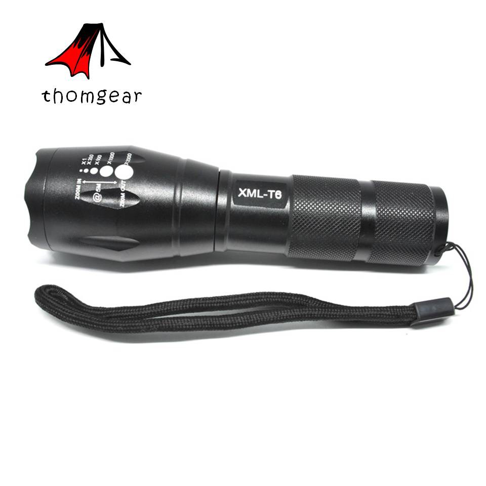 Thomgear Paket Lengkap Senter Led Cree Xm-L T6 2000 Lumens + Baterai 18650 + Charger - E17 Jm