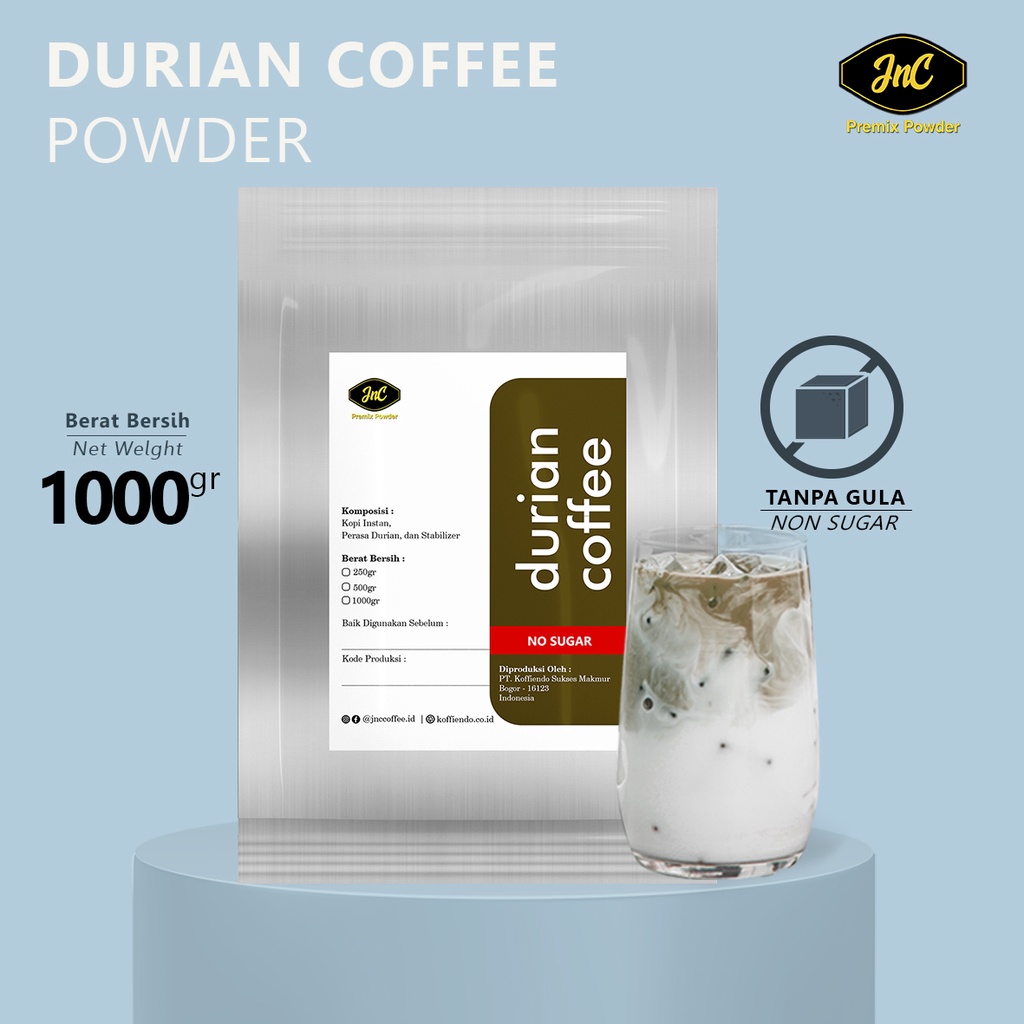 JnC Durian Coffee Powder Tanpa Gula 1 KG / Bubuk minuman Durian Coffee