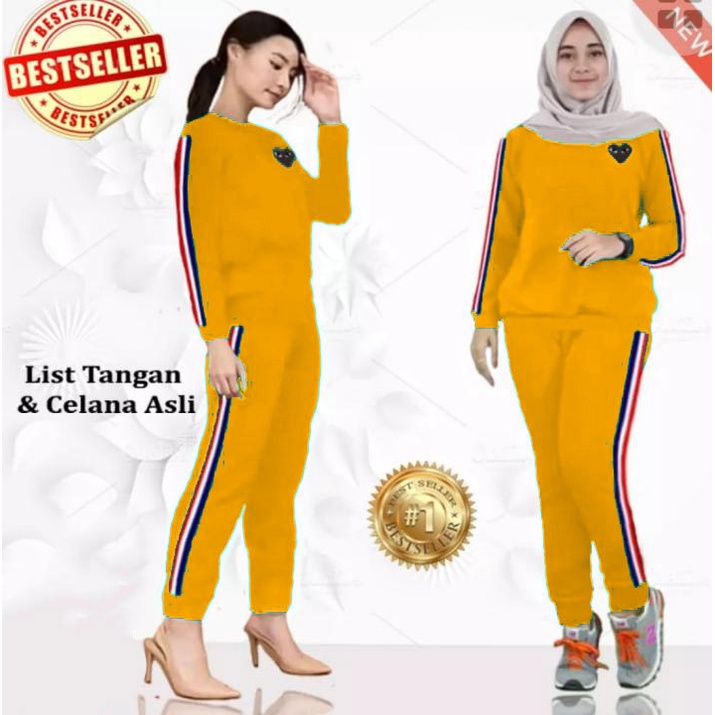 LVB - (GRATIS ONGKIR &amp; COD) Setelan Training Wanita PLAY/uk. L - XL - XXL - 3XL/NEW 2021/Terbaru,Terlaris dan Termurah/PL^Y PLY/Tracksuit Perempuan/Baju Setelan Olahraga Baju Senam Baju Adem Halus Nyerap Keringat Viral/56015 60016 64017/ Lavebel