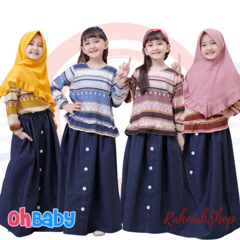 READY MURAH (3-13th) Setelan tunik rok anak bahan denim by Oh Baby