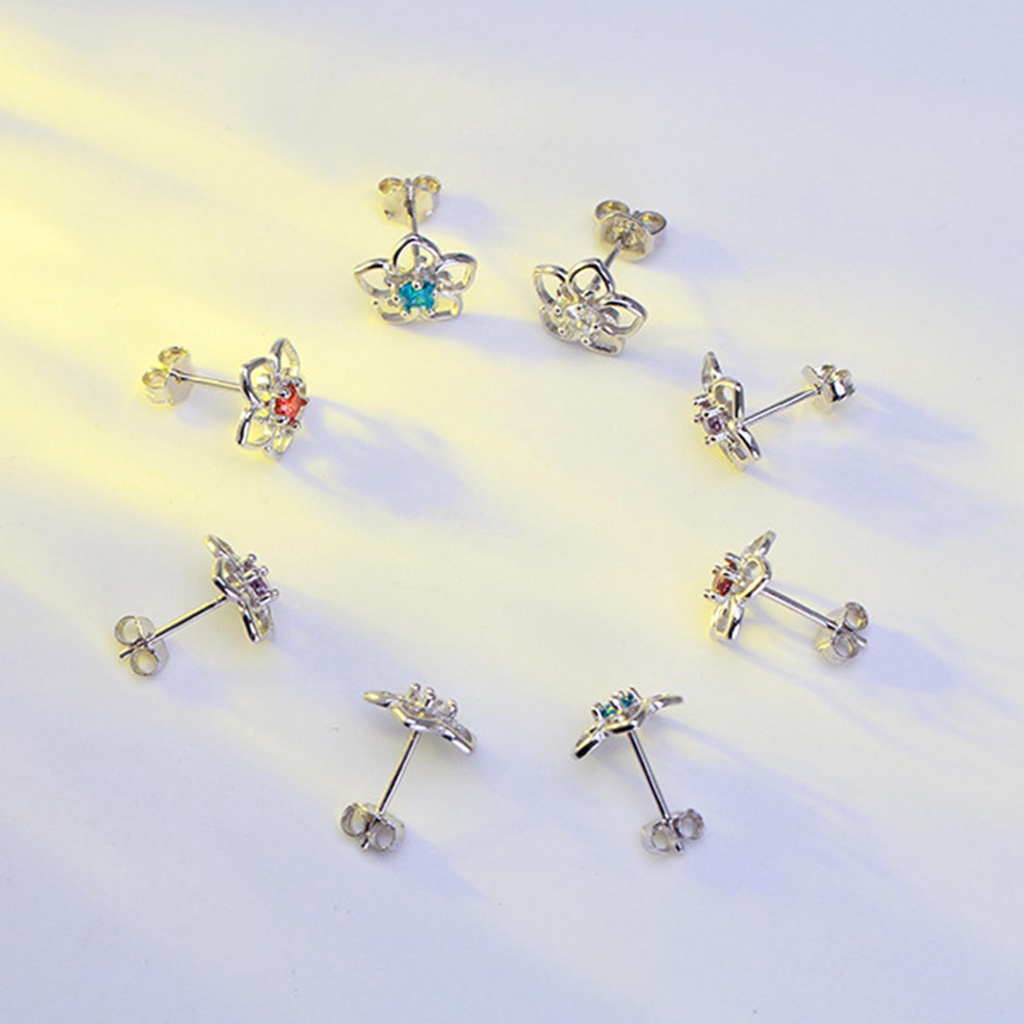 Hu Hu Hu Hu Hu Alat Bantu Pasang Kacamata♡ 1 Pasang Anting Stud Bentuk Bunga Aksen Berlian Imitasi Gaya Korea Untuk Perhiasan