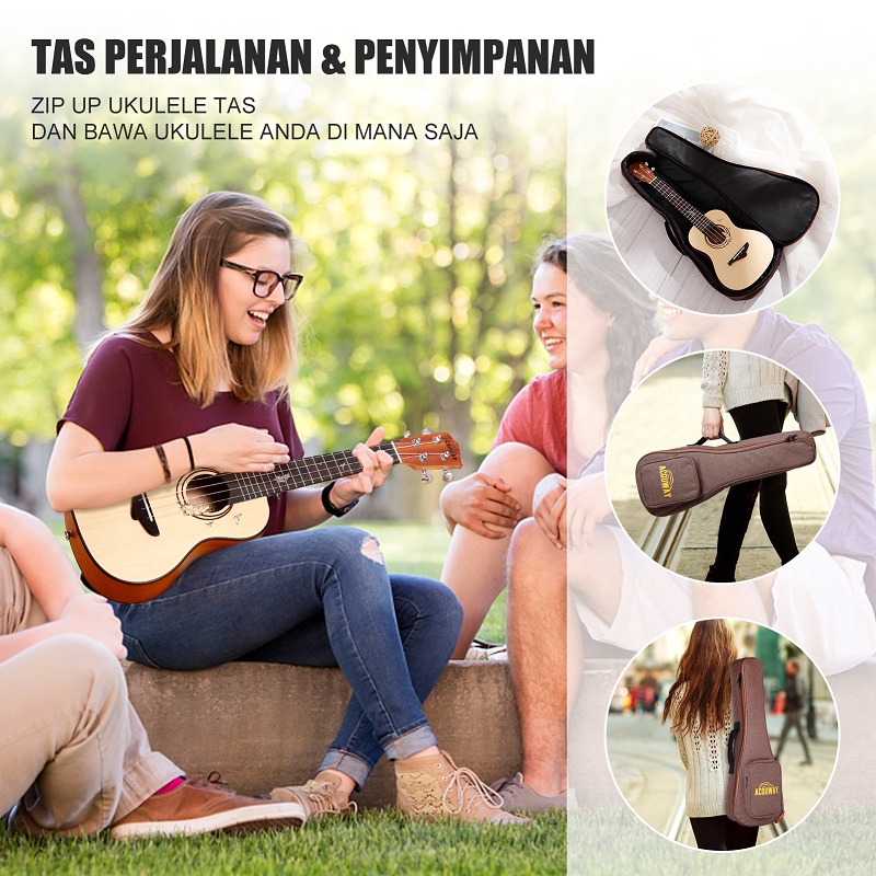 Ukulele Concerto 24 inch ukulele spruc top mohangy body ORIGINAL Acouway KUALITAS BAGUS  Import