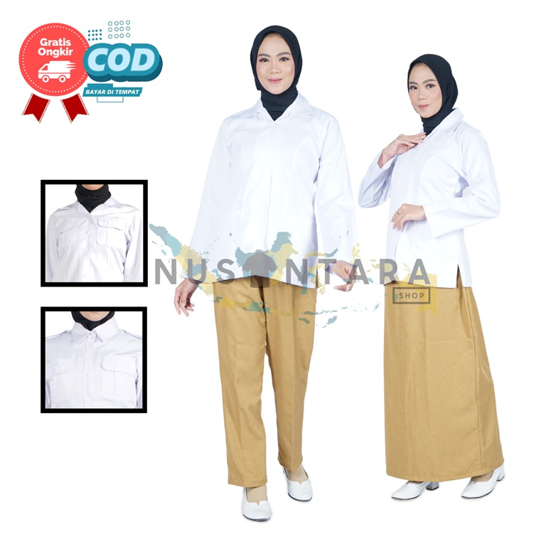 Seragam Perawat Pemda Pns Wanita Setelan Perawat Pdh ROK &amp; CELANA Khaky Pns Seragam Pns Wanita Baju Pemda Wanita Baju Putih Pns