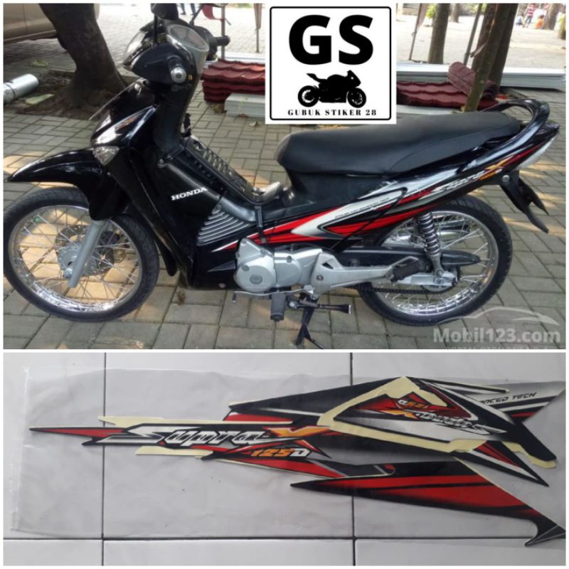 STRIPING STIKER LIS BODY MOTOR HONDA SUPRA X 125 TAHUN 2006 HITAM