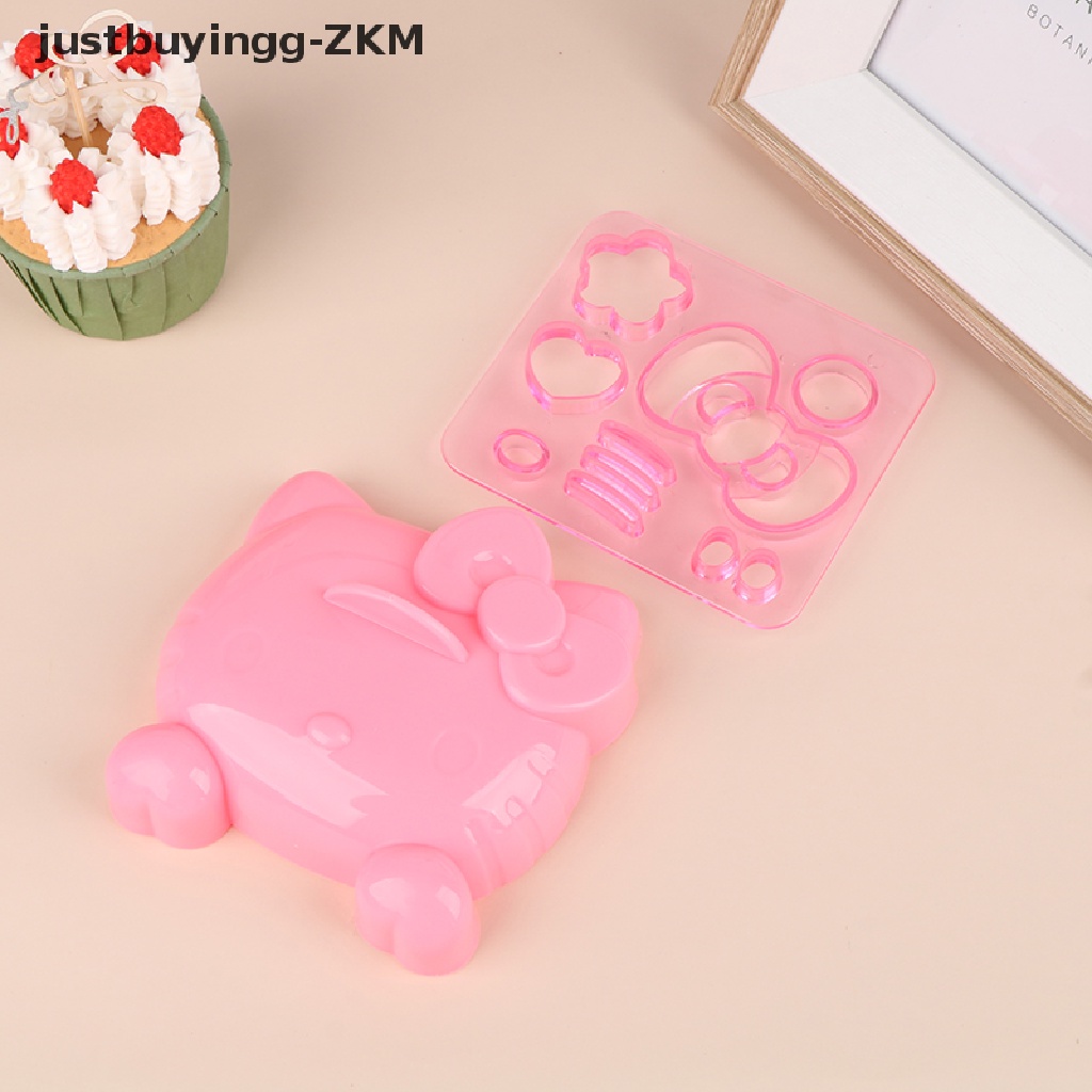 1 Set Cetakan Nasi Bentuk Kartun Hello Kitty Bahan Silikon Untuk Bento