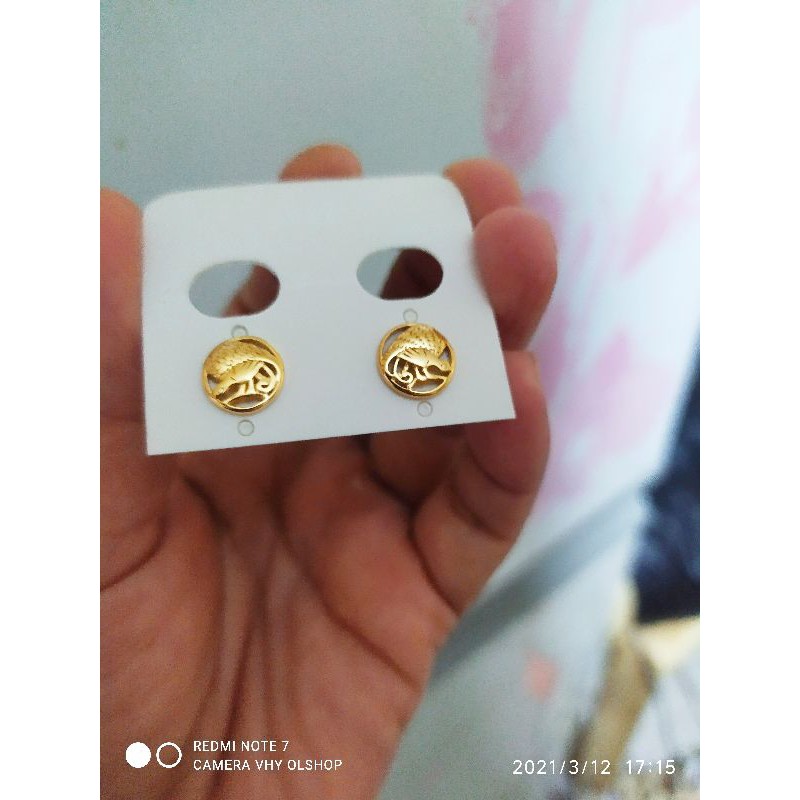 anting cendrawasih titanium pengganti emas warna awet tdk mdh luntur tdk hitam anti karat selamanya