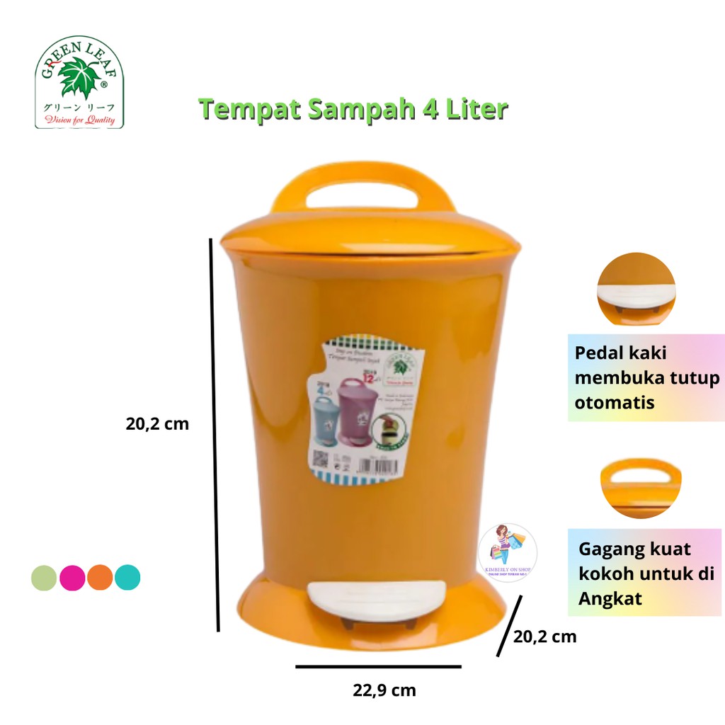 Tempat sampah Green Leaf 2018 Servi Step On Dustbin 4 L