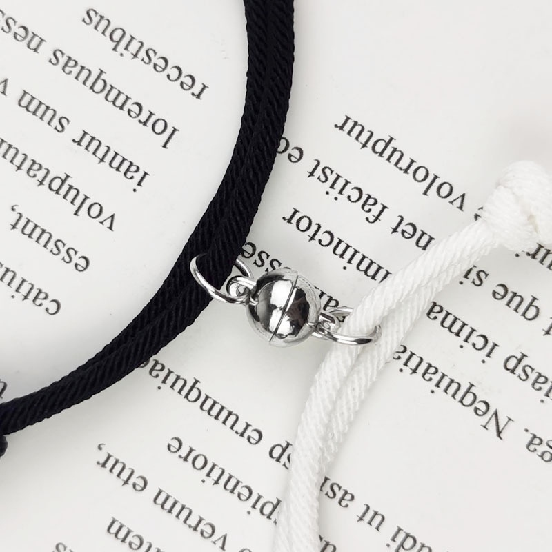 COD❤2 Pcs/set Baru Magnetik Beberapa Gelang Kunci Kunci Tali Tangan Pacar Dikepang Gelang Hari Valentine Hadiah Aone