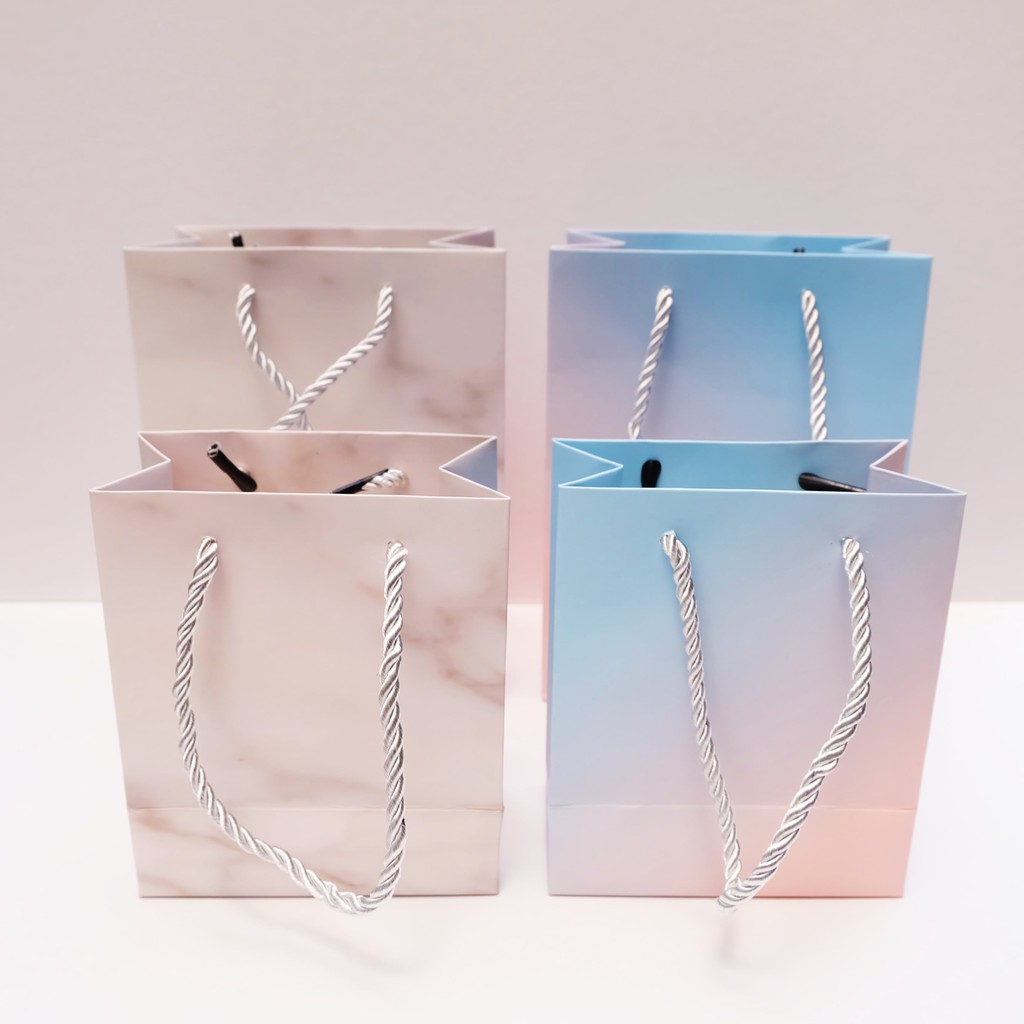 Paper Bag Kantong Kertas Marble Ombre Pink Biru Packaging Hadiah