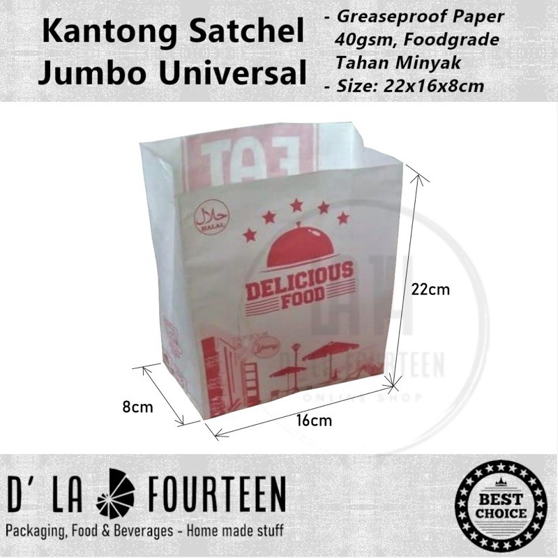 

Kantong Kertas Jumbo Universal Satchel V Bottom 'EAT'