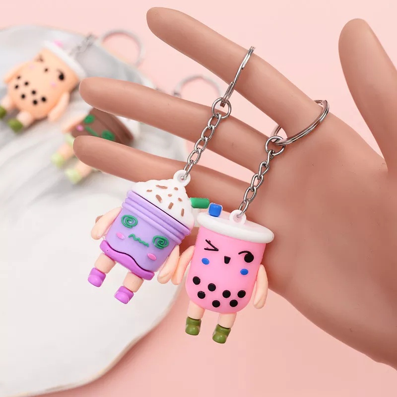 GANTUNGAN KUNCI BOBA // Ganci Karakter Boba Milk Tea Unik Lucu | Gantungan tas | Bag Charm | Souvenir Murah | Keychain | COD