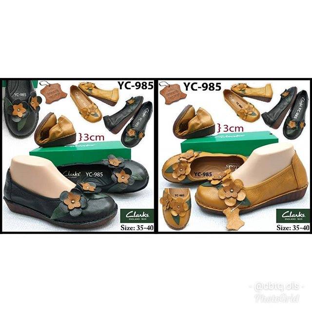 TERMURAH Sepatu Clarks YC-985 Rosa Gallica Flower Low Wedges / Clark / Wedge / Sepatu kerja wanita