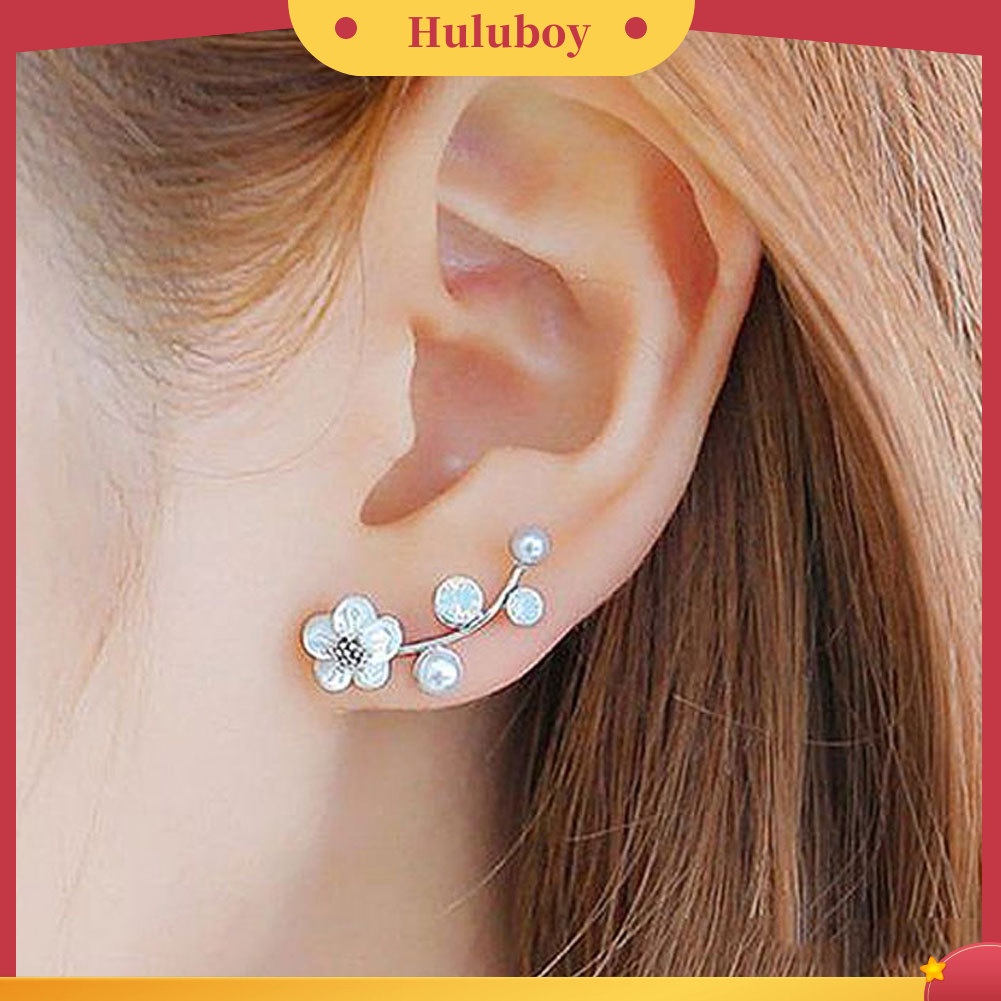 Hu Hu Hu Hu Hu Alat Bantu Pasang Kacamata♡ Anting Tusuk Gantung Desain Bunga Hias Mutiara Imitasi Gaya Elegan Untuk Wanita