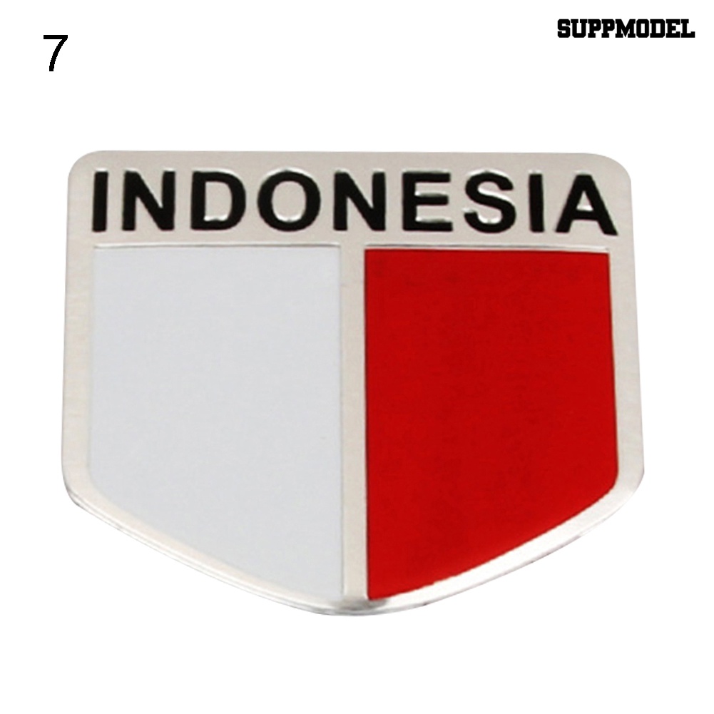 Stiker Emblem / Badge Motif Bendera Nasional 3D Untuk Dekorasi Body / Bumper / Jendela Mobil