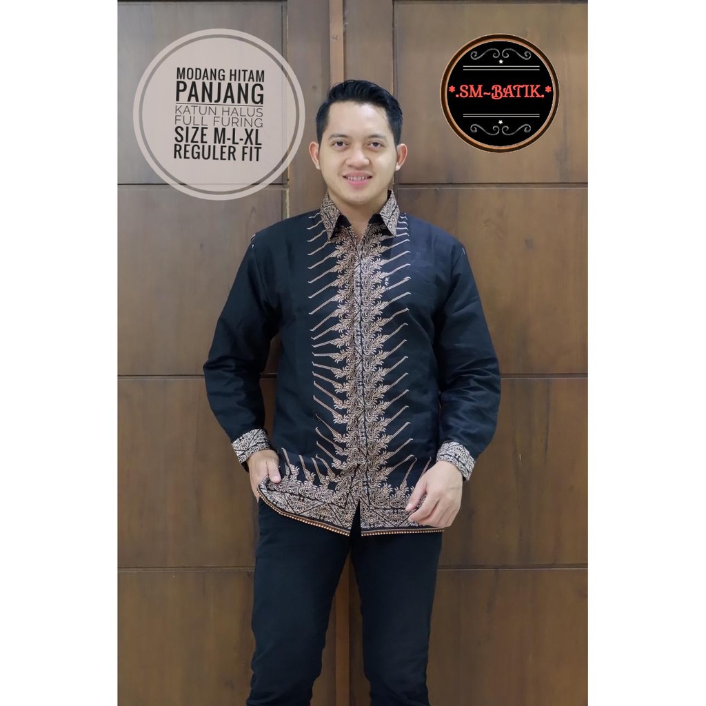 MODANG HITAM SM SM BATIKSOLOAMANAH BAJU KEMEJA BATIK SOLO PRIA LENGAN PANJANG PENDEK LAPIS FURING ATASAN PREMIUM MODERN GEBER GUNUNGAN GINANDRA GITARJA GUNARDO GUNUNGAN EMAS GUNUNGAN SOGAN HUSADA JAYANA JAYANEGARA KAMANDANU KAWUNG PUTIH KEMBANG BIRU UKAIL