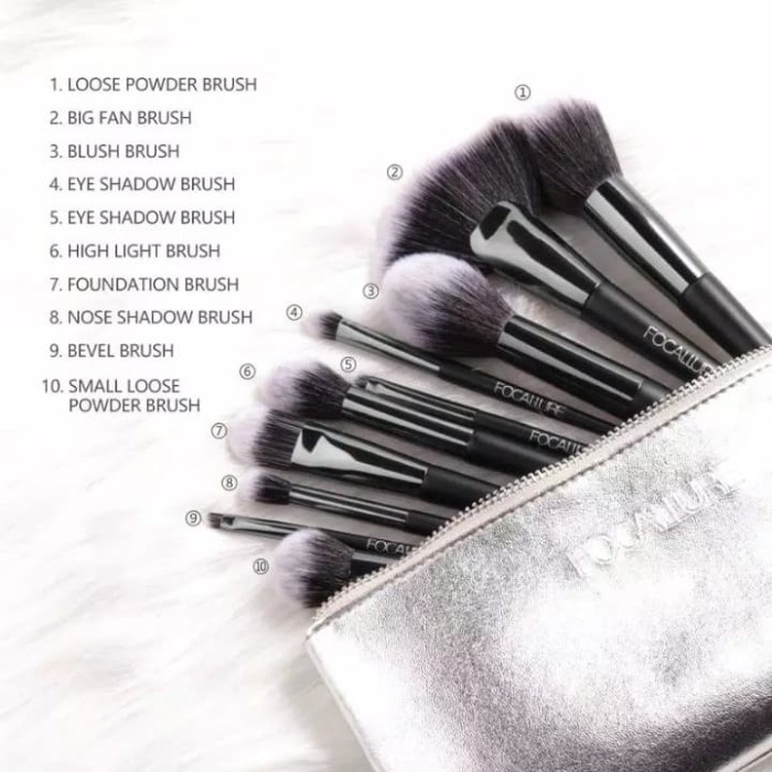 q20w1qq Focallure 10 Set Brush Make Up + Pouch Cd2C01