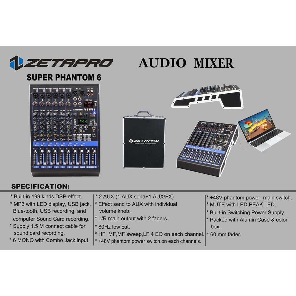 Mixer Zetapro Super Phantom 6 Original Phantom6 channel free koper zeta pro terbaik