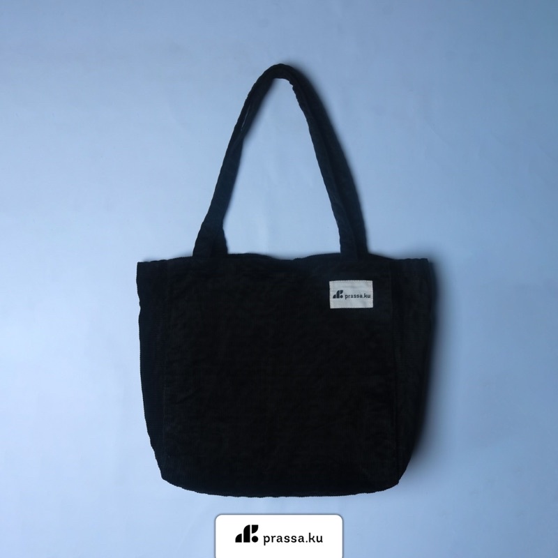 Prassa.ku | Facile Cordu.ku Black - Tas Tote | Totebag Corduroy