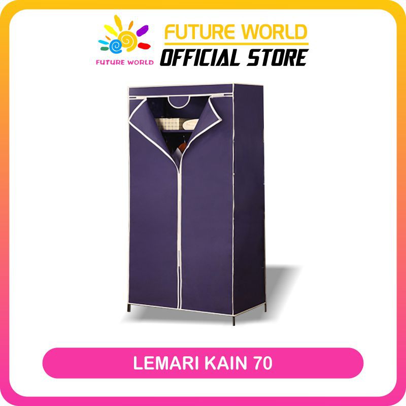 Lemari Portable Lemari Serbaguna Kain Resleting Lemari Sisi Belah Dua