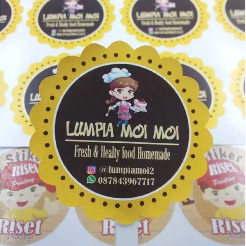 

CETAK STIKER LOGO MAKANAN / BRAND / OLSHOP / KEMASAN (PRINT & CUT) FULL COLOR HIGH QUALITY