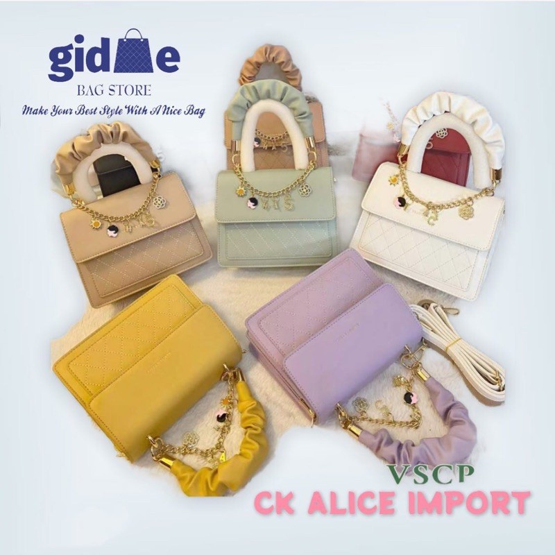 gidae tas brand charles and keith tas impor handle bag sling bag tas slempang tas fashion rantai