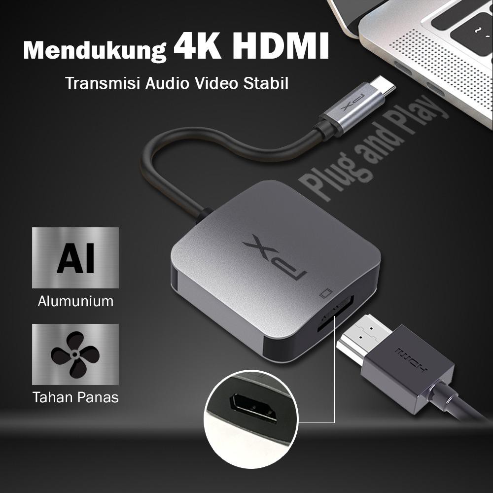 PX UCH1H USB Type C to HDMI 4K UHD PD Hub Adapter Adaptor Ke HDMI