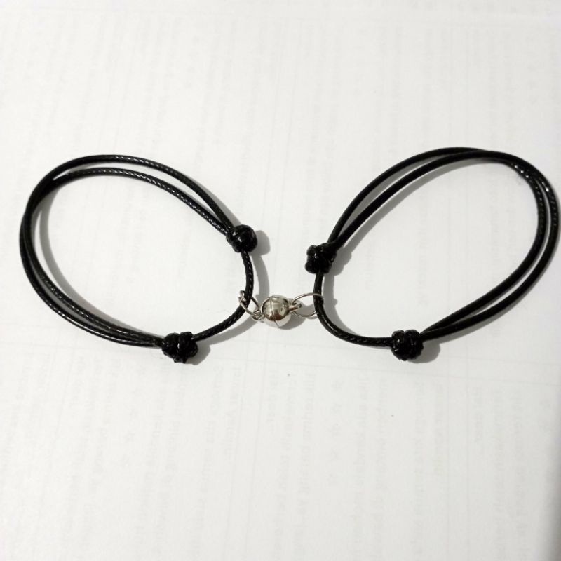 gelang couple magnet Anti air tali korea hitam polos sepasang