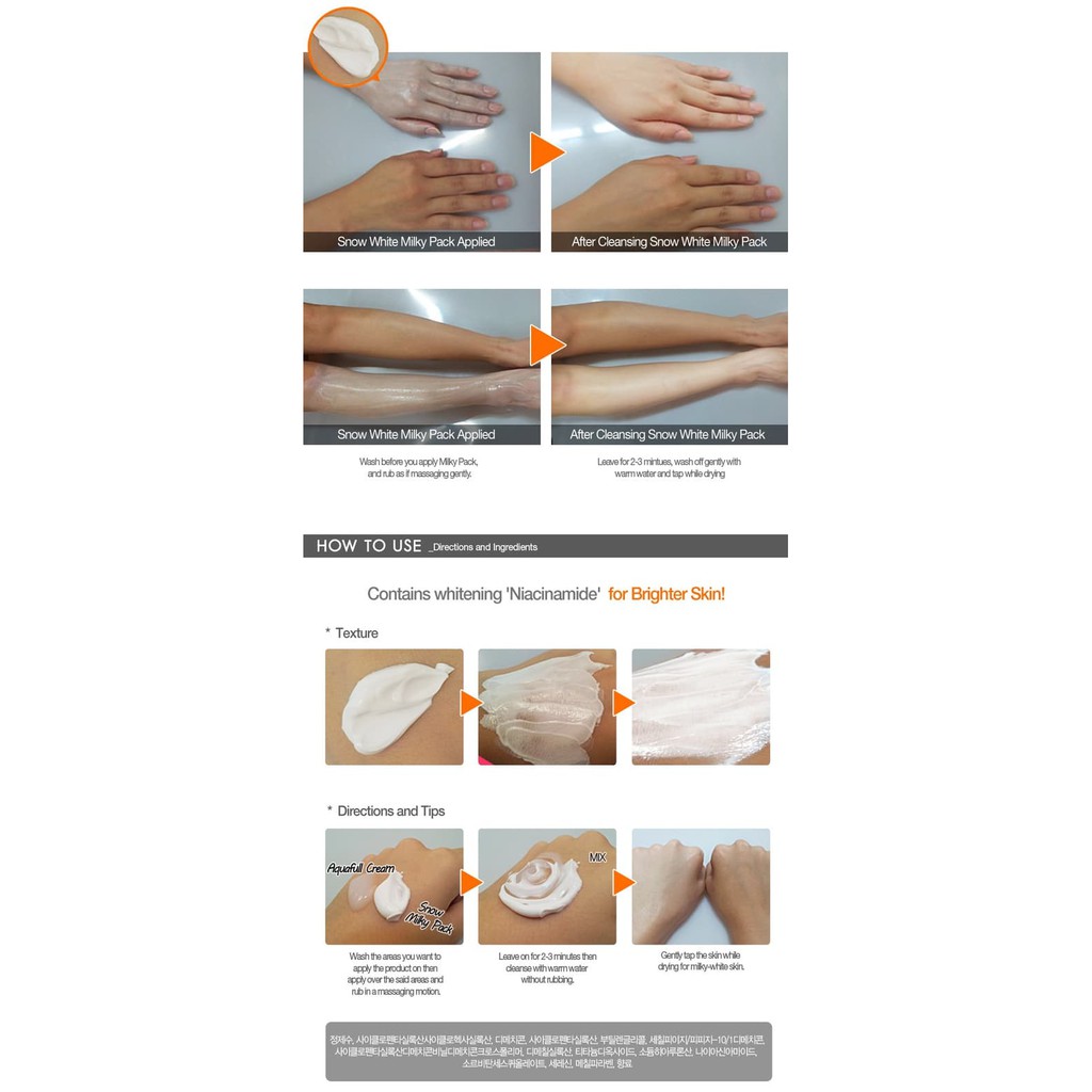 Secret Key 200G Snow White Milky Pack / Pemutih Wajah Dan Tubuh / Muka