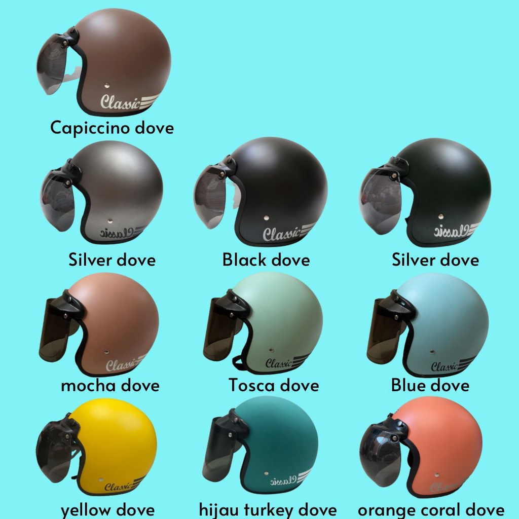 Helm Bogo Classic Wanita Pria Dewasa Retro Doff Classic Warna Terkini SNI '