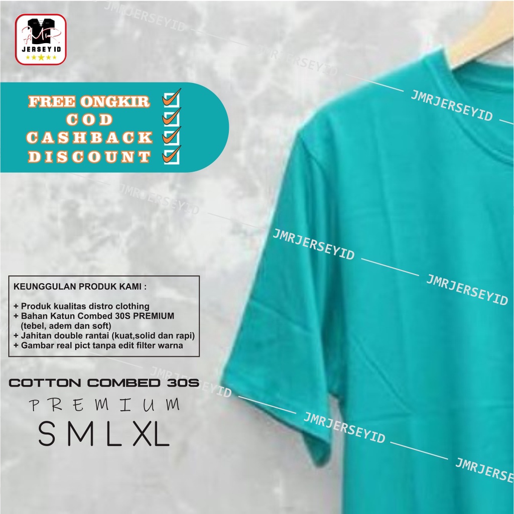 TSHIRT KAOS DISTRO POLOS OBLONG BAHAN KATUN COMBED 30S LENGAN PENDEK WARNA IJO HIJAU TOSCA BEST QUAL