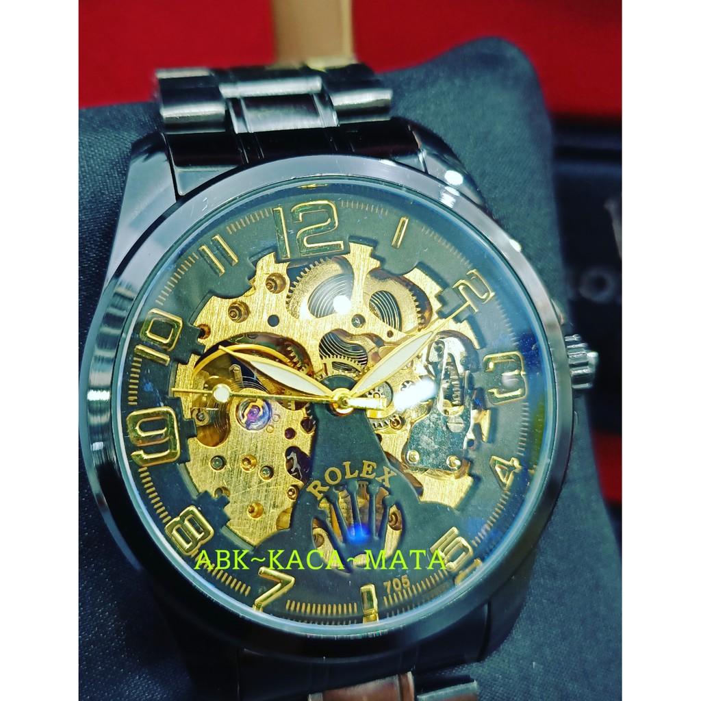 Jam Tangan Rolex Pria | Skeleton Chain | Rantai | Automatic | Otomatis