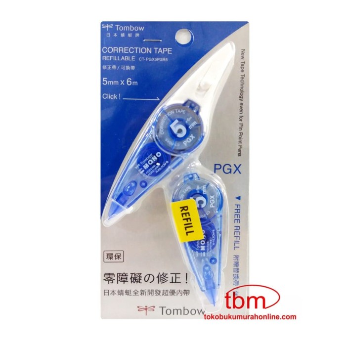 

TOMBOW MONO CORRECTION TAPE PGX REFILL / TIPE-EX KERTAS TOMBOW