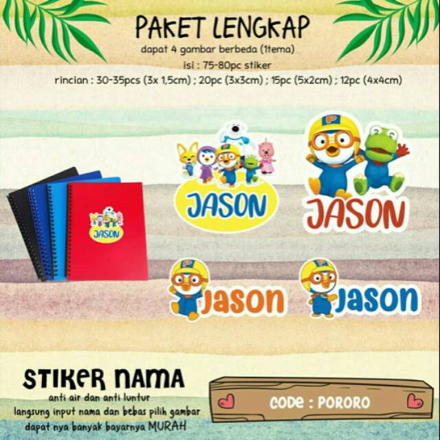 

70 PCS STICKER NAMA KARAKTER