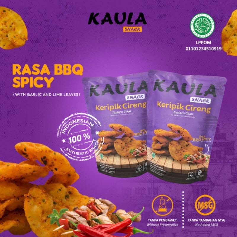 

Keripik Cireng Extra Daun Jeruk Kaula Snack NON MSG (80gr)