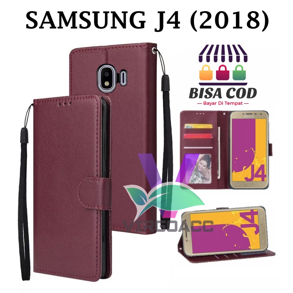 FLIP CASE UNTUK SAMSUNG J4 (2018) - FLIP COVER DOMPET CASING-WALLET LEATHER CASE FLIP SARUNG BUKU FL