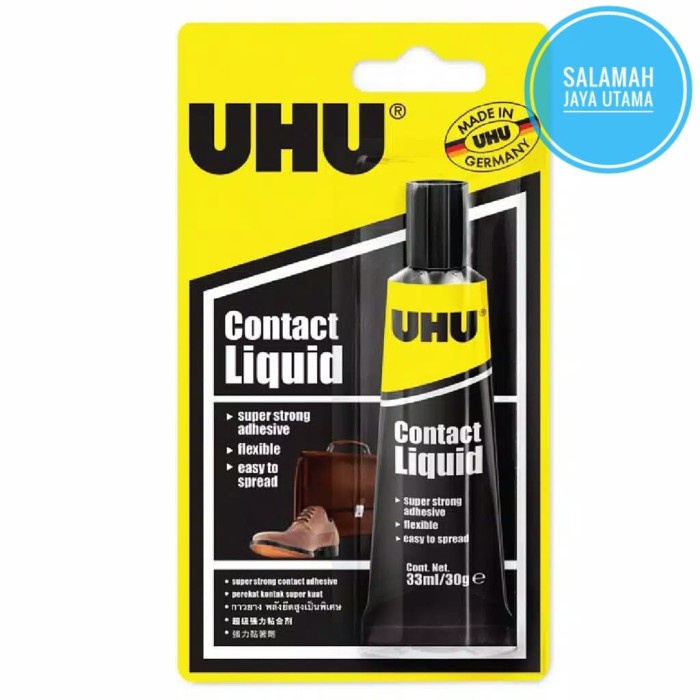 

perekat-pengikat- uhu household contact liquid 33 ml blister / lem sepatu / lem tas -pengikat-