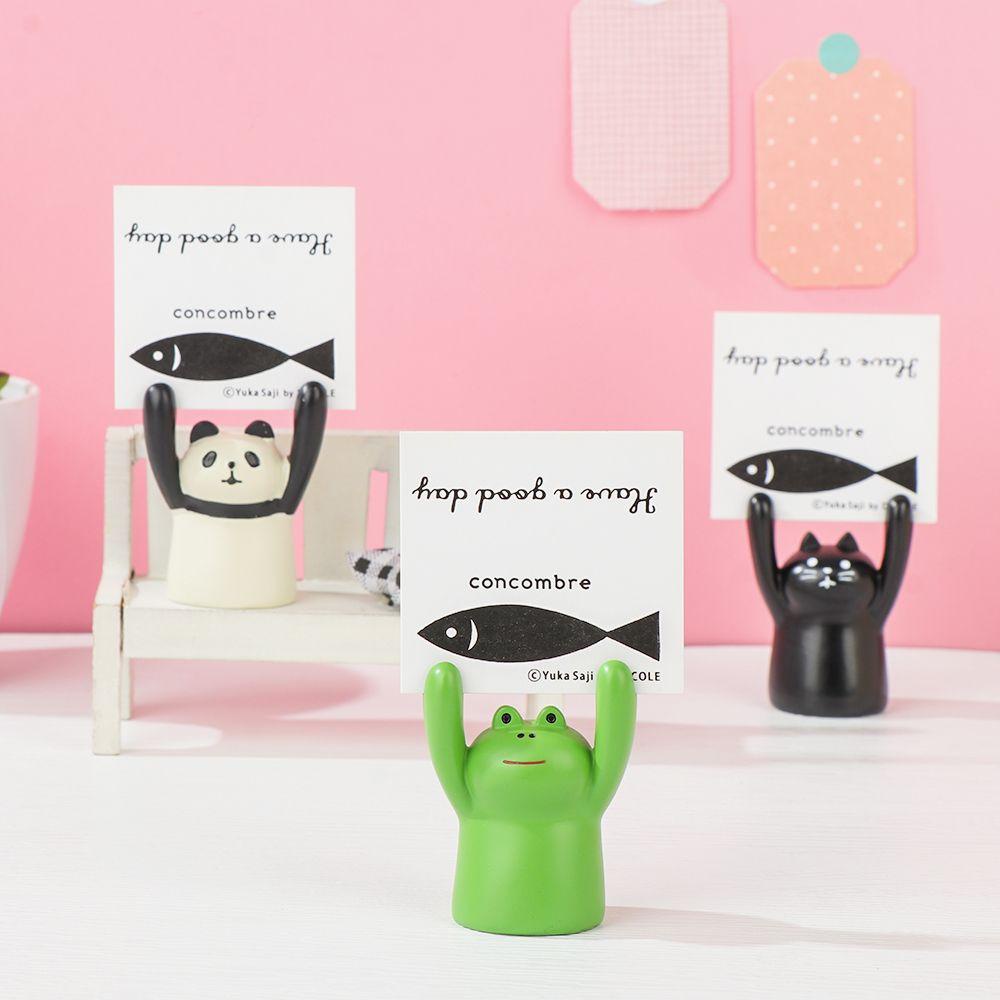 [POPULAR] Desktop Decoration Cartoon Photo Stand Office School Supplies Memo Clip Animal Card Holder Fashion Accessories Cute Frog Cat Table Numbers Holder Panda Note Holder