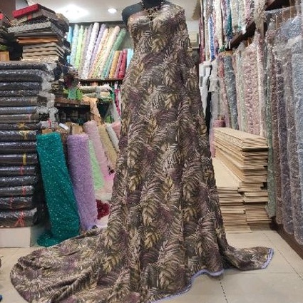 Kain Silky Armany Motif Daun Abstrak G13326DT Colour D