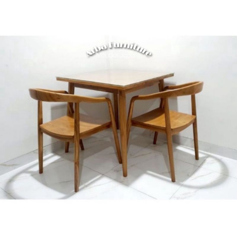 Meja Makan Set 2 Kursi Minimalis Kayu Jati
