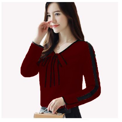 FORTGLASS CLAUDIA BLOUSE WANITA DEWASA LENGAN PANJANG BAJU BLUS CEWE CEWEK POLOS WARNA MAROON