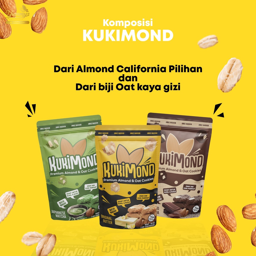 Cookies Kukimond Almond &amp; Oat Cookies 3 Rasa untuk Busui