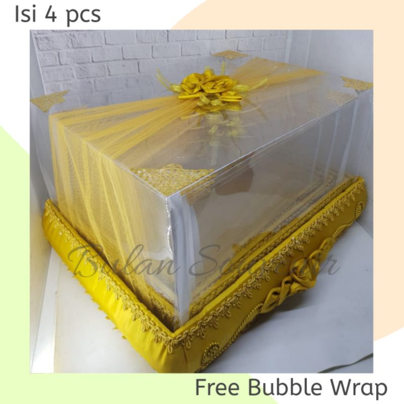 

Box/kotak hantaran Seserahan Mika Tile Gold 1 Set Isi 4 Box -