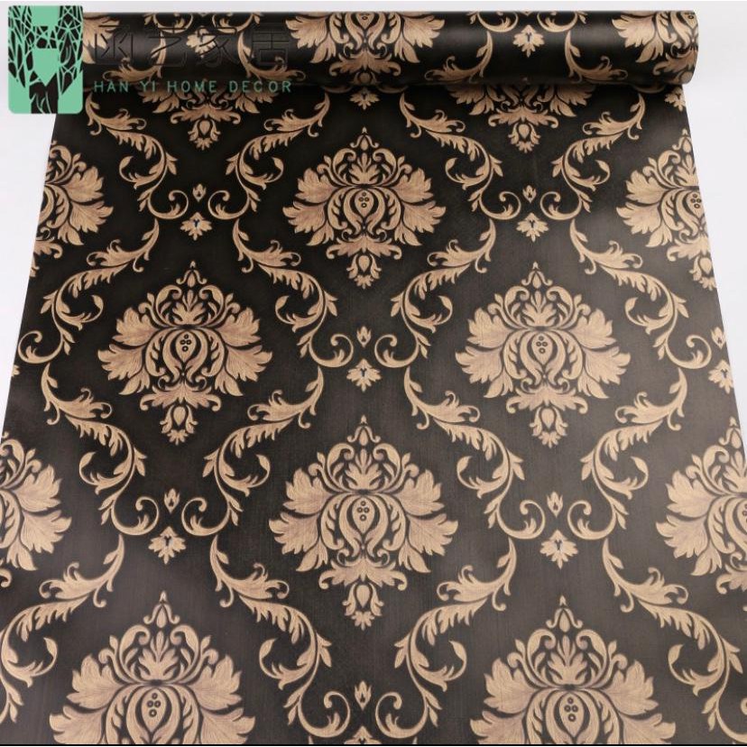 Wallpaper Dinding Batik Gold Dasar Hitam