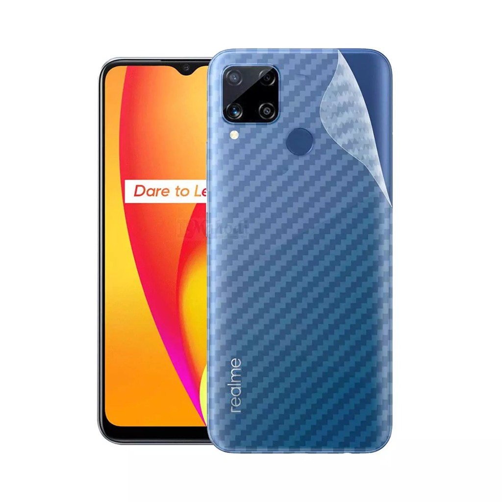 GARSKIN Sticker Carbon Realme C15 6.5 Inchi Skin Carbon Transparan Fiber Protection Back Sticker Car