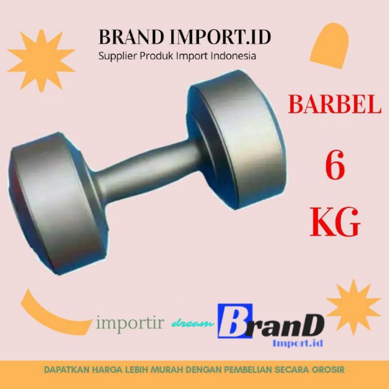 (MAINANKYU) bending barbel angkat berat 6 kg PVC plastik cor