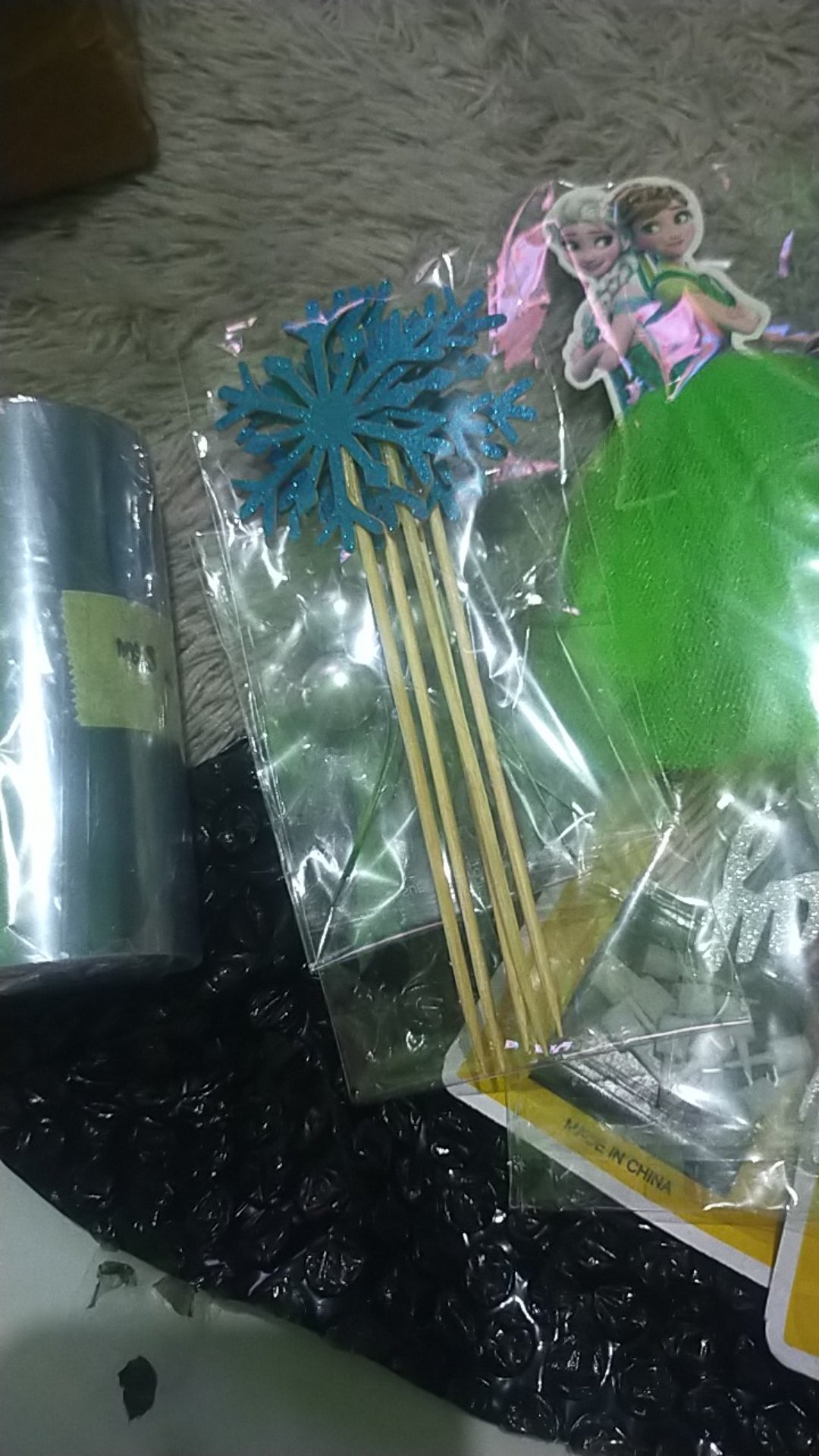 Topper Kue Design Frozen Snowflake Glitter Isi 5 Pcs