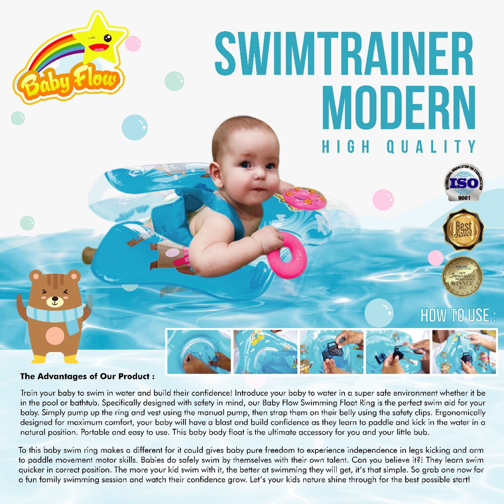 SWIMTRAINER MODERN Baby Flow - FREE POMPA - High Quality Swim Trainer - Pelampung Renang Bayi / Anak