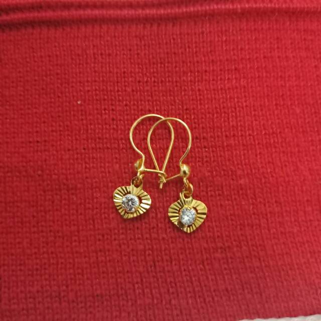 Anting anak dan dewasa emas asli kadar 700 70 bintang love hati permata timun