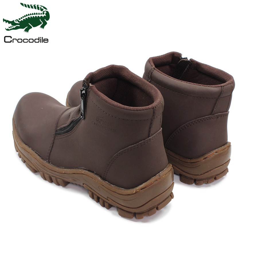 sepatu pria crocodile strut zipper coklat safety boots tracking touring hiking bikers